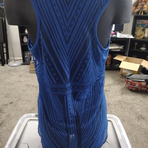Women's Blue Mossimo Burnout Cutout Sheer Tank Top SZ Med - Picture 5 of 8